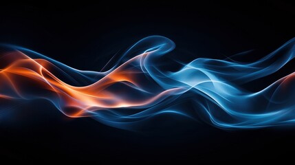 Obraz premium Abstract waves of blue and orange light on a dark background