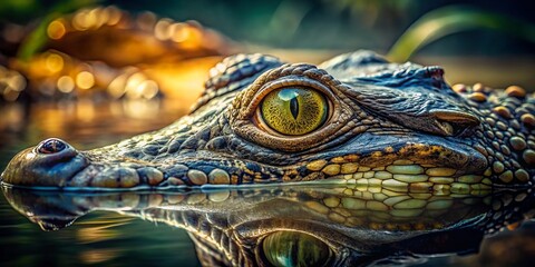 Saltwater Crocodile Close-Up: Pond Habitat Wildlife Photography