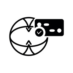 Credit card icon and globe earth vector graphics.