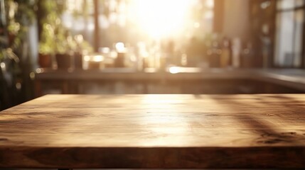Soft Evening Light on a Wooden Table in a Cozy Kitchen Setting