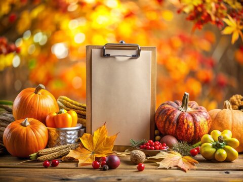Thanksgiving Food Drive Clipboard: Autumn Harvest & Giving