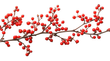 Winter Berries Branch, Red Festive Holly, Christmas Decor, Natural Beauty