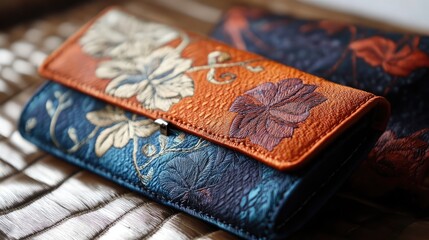 Handcrafted Indonesian Batik Wallet with Luxurious Floral Design in Rich Colors Suitable for Fashion and Accessories Collections