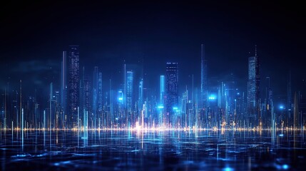 Fototapeta premium Futuristic Cityscape with Glowing Lights at Night