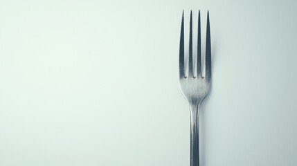 Elegant stainless steel fork isolated on a minimalist white background perfect for culinary presentations and dining concepts.
