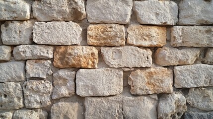 Fototapeta premium Brown cream stone wall texture ideal for luxury villas and residential architecture showcasing natural stone elements. Suitable for design projects.