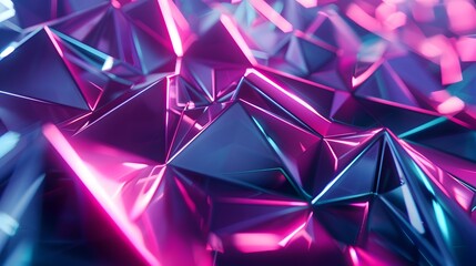 Abstract geometric background with glowing neon lines on a dark background.
