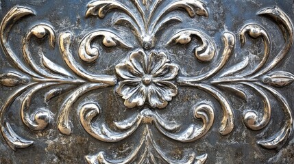 Obraz premium Antique decorative metal texture with intricate floral design and elegant powder coating finish for design and art backgrounds