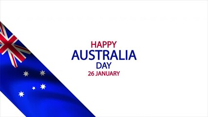 Australia Happy day 26 January flag ribbon, art video illustration.