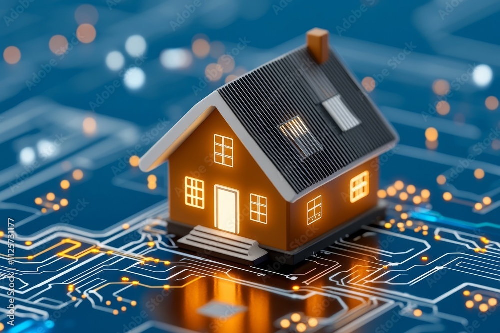 Poster A pixel art depiction of a smart home interface managing energy efficiently, with animated lights and tiny icons glowing in an 8-bit retro style