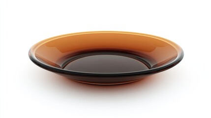 Deep brown transparent glass plate with a glossy finish on a clean white surface showcasing elegant design and modern aesthetics.