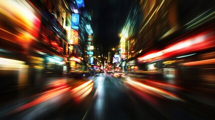 Obraz premium Blurred City Lights at Night Creating an Urban Dreamlike Atmosphere