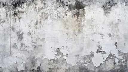 Textured white plaster wall with peeling paint and distressed cement finish creating an artistic background for design and renovation projects