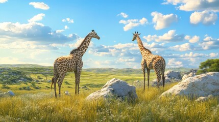 Fototapeta premium Giraffes in the African Savanna