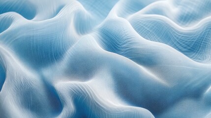 Obraz premium Blue cotton fabric texture with soft wavy folds creating an elegant abstract background for design and artistic applications.