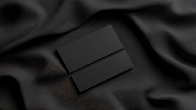 Elegant black business card design on textured fabric background for professional branding and identity concepts.