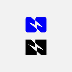 N flash energy electric technology minimalist logo