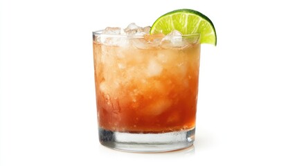 Watermelon Caipirinha Cocktail Refreshing Summer Drink with Watermelon CachaÃ§a Rum Sugar and Lime on a Plain Background