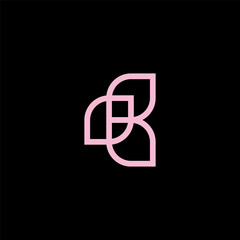 r rose flower line minimalist logo