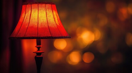 Vintage red lamp illuminating warm surroundings with a soft glow creating a cozy and nostalgic atmosphere