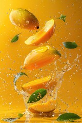 fresh ripe mango fruit background for delicious juice of garden plant ai generated