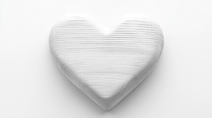 White wooden heart on minimalist background representing romance and love in a decorative minimalist style. Perfect for Valentine's Day themes.