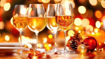 Luxury wedding table floral decoration with sparkling wine glasses and festive ambiance in Italy elegant celebration setup.