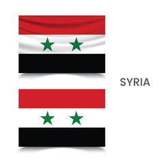Flag of Syria in 3d and flat style