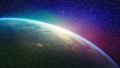 Obraz premium 幻想的な宇宙の背景テクスチャ 星空 地球 AI生成素材