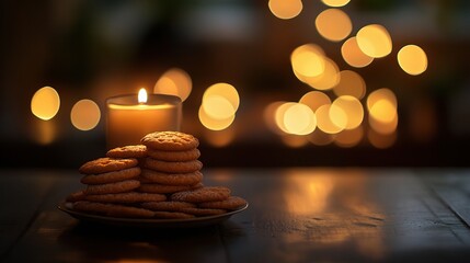 Obraz premium Elegant Soft Focus Background with Blurred Light and Cookies