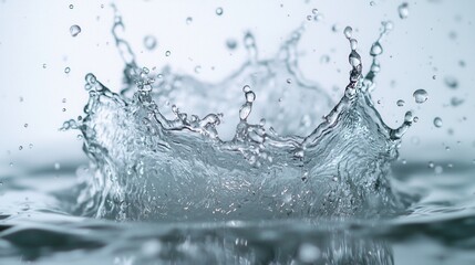 A close-up image of water splashing, creating droplets that capture the motion and beauty of liquid dynamics.