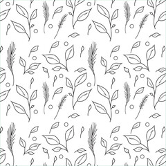 outline seamless of nature leaves vector pattern , Abstract seamless Nature leaves pattern illustration