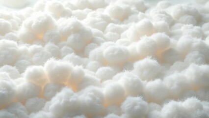 Soft White Cotton Texture, Fluffy, Absorbent Cotton Balls Close-Up