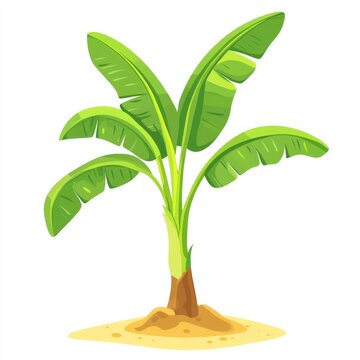 green banana tree on sand clip art preview