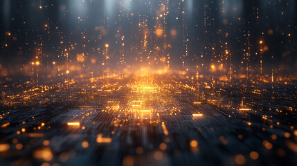 research database interface in white, gold, blue, and silver tones. The design conveys innovation, data integrity, and futuristic technology for groundbreaking analysis