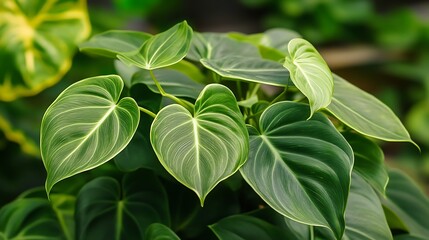Obraz premium Philodendron Gloriosum: A Stunning Display of Lush Green Foliage