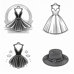 Fashion and retail-themed icons for apparel, boutique, and textile branding, ideal for logos and digital design.