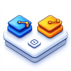 Isometric Graduation Caps and Choice Button