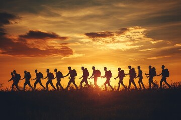 Hikers Silhouetted at Sunset