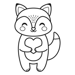 Cute fox. Coloring page. Vector illustration