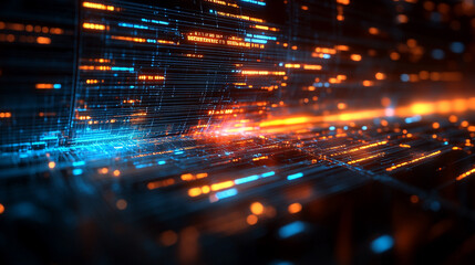 research database interface in white, gold, blue, and silver tones. The design conveys innovation, data integrity, and futuristic technology for groundbreaking analysis