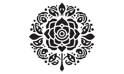 Black silhouette floral ornament vector for vintage decor