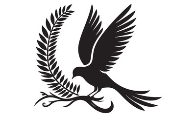 Obraz premium Black vector eagle silhouette with outstretched wings, a powerful symbol of freedom and strength