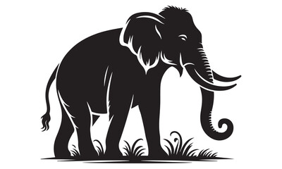 Big black elephant silhouette vector illustration