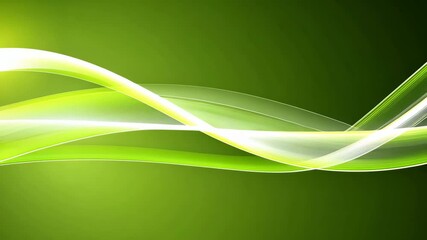 Abstract green waves create a dynamic visual experience in bright light on a smooth background