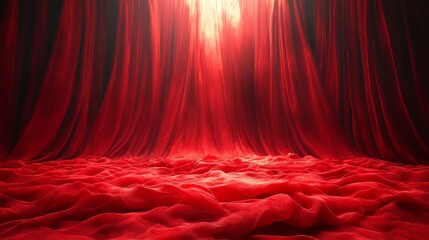 Elegant Red Drapery with Smooth Texture and Dramatic Lighting
