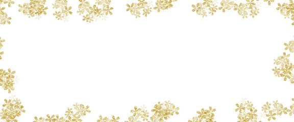 Glitter gold leaf square shape, no background, good on dark background, suitable for template design, background, border