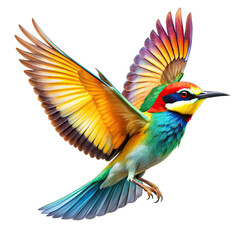 A stunning bird with bright colorful feathers is captured mid flight displaying its magnificent wings and vibrant hues creating an eye catching visual experience