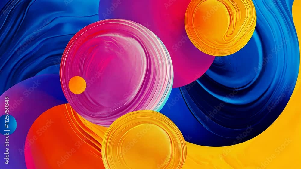 Poster vibrant abstract background with colorful swirling shapes, digital art. creativity and imagination c