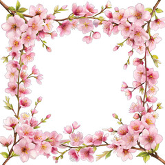 This elegant cherry blossom branch border frame showcases delicate pink flowers intertwined with branches perfect for invitations and creative designs